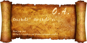 Oszkó Arikán névjegykártya